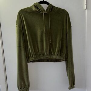Double Zero Olive Cropped Hoodie